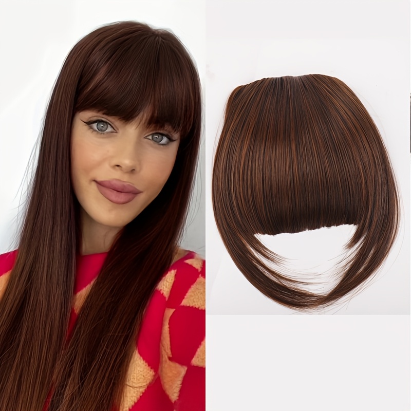 1pc elegant straight synthetic hair extensions air anime bangs for women high temperature fiber invisible clip natural look durable   hair fringe details 7