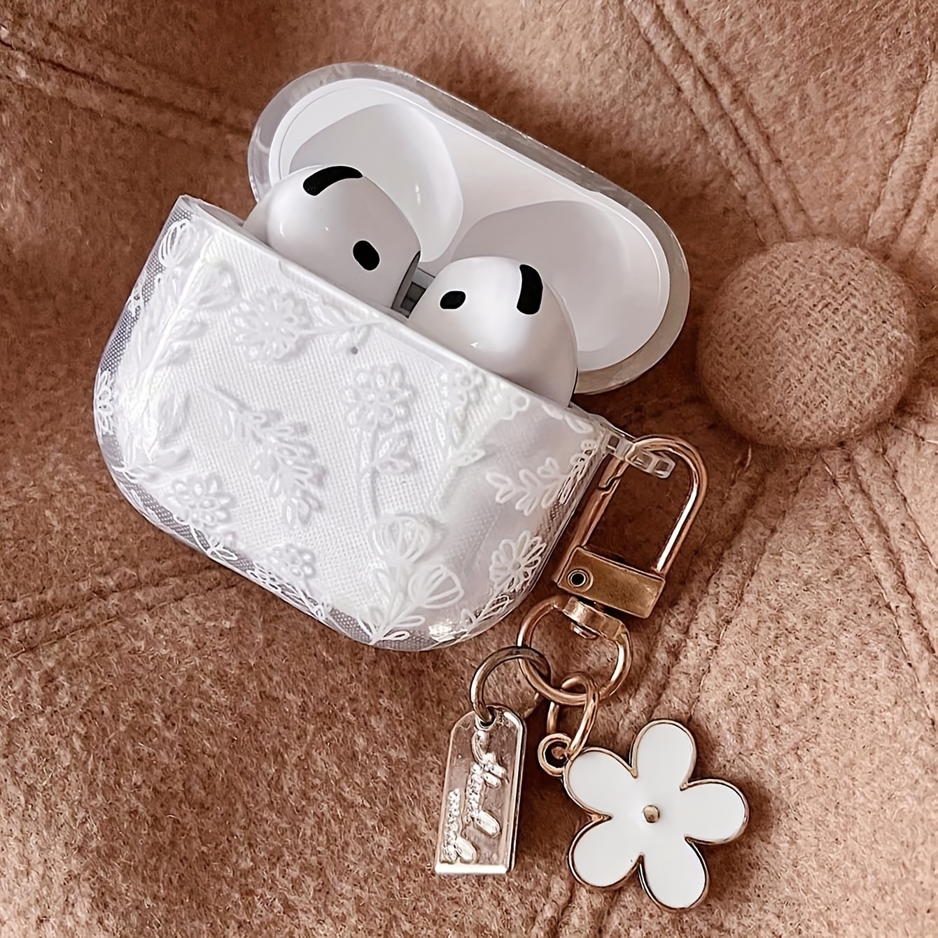 Image of Minimalist White Anti-scratch And Drop Protection Case For Airpods Earbuds, Scratchresistant Cover, Stylish Accessory, Lightweight Cover, Charm Accessory, Fashionconscious Users