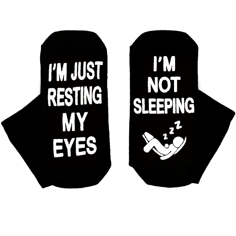 TEMU A Pc Of 1 Pair, Men's Mid- Socks That Are Comfortable, Breathable, And Non-slip. Featuring "i'm Just , Sleeping" Print On The , Making It For