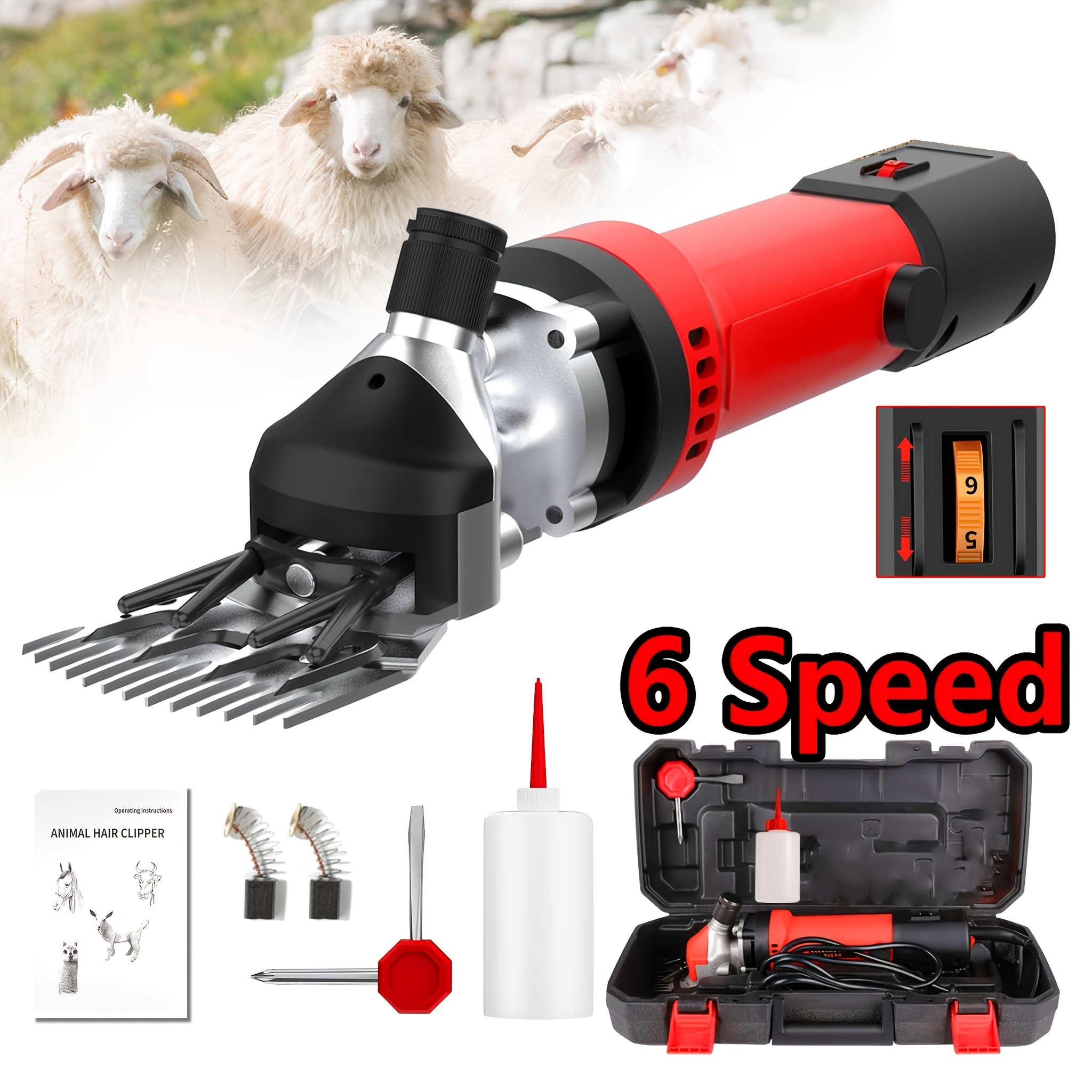TEMU A Set A Toolbox With 6 Speed Adjustable Shears Wool Scissors Professional Clippers With 6 Speed Heav Duty Electric Clippers For Thick Coat