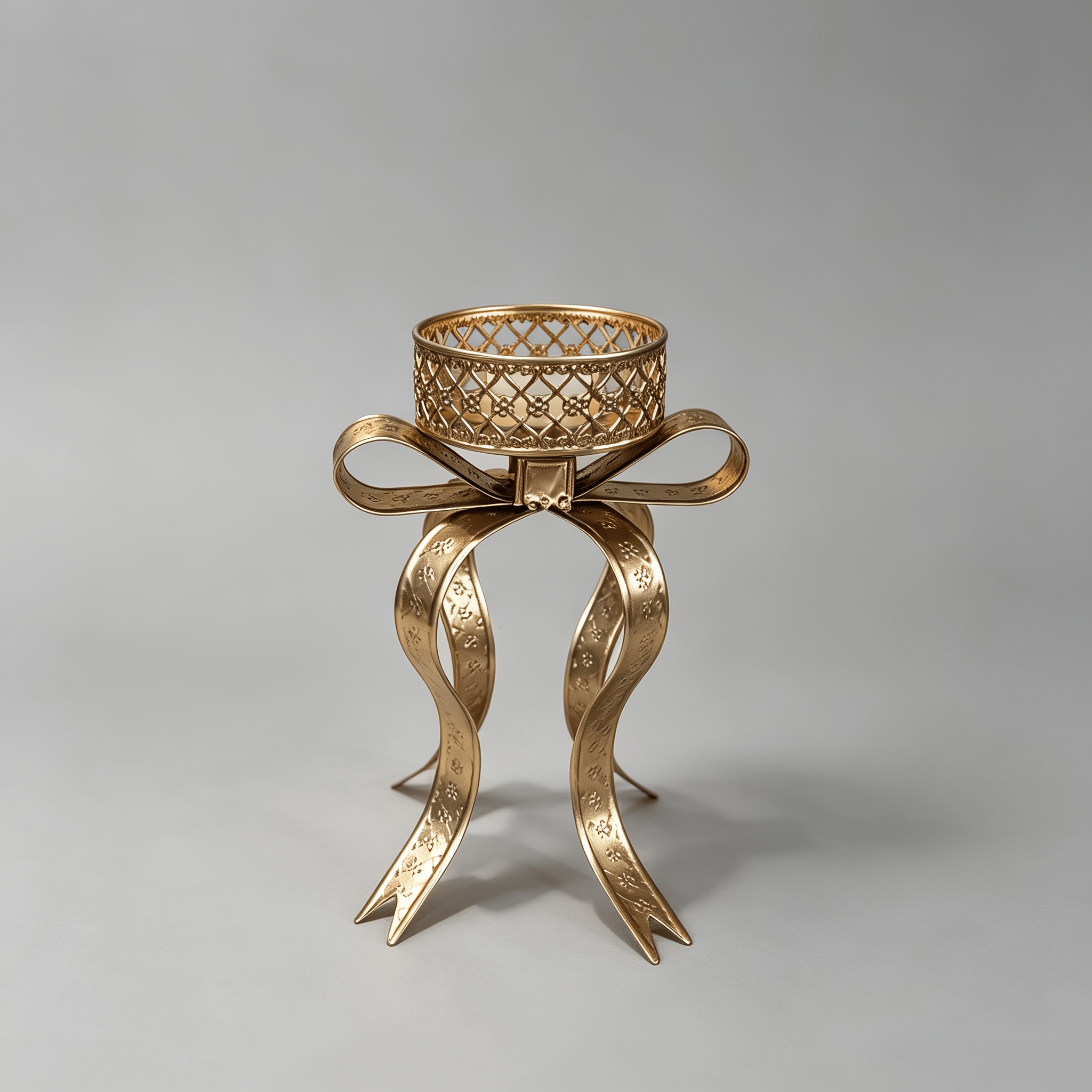 TEMU Bougeoir élégant en métal pour chauffe-plat avec motif floral et base de nœud, convient pour dîners, mariages, jours fériés, Noël, chambres,