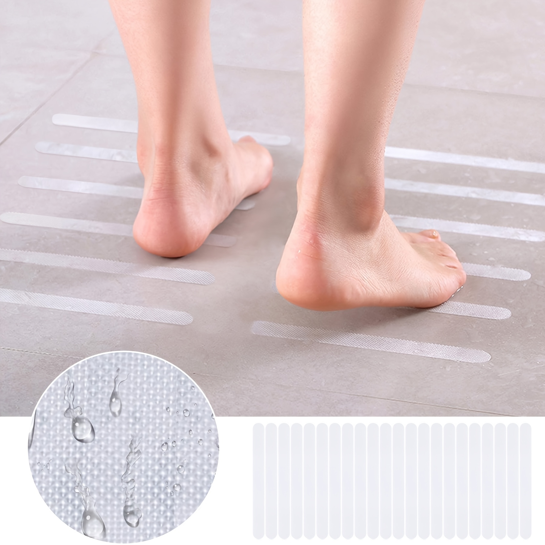 

24pcs Tpr Non-slip Bathtub Stickers, Machine Made Low Pile Adhesive Safety , Oblong Shower Strip-shaped Decals For Bathroom, Stairs - Hand Wash Only