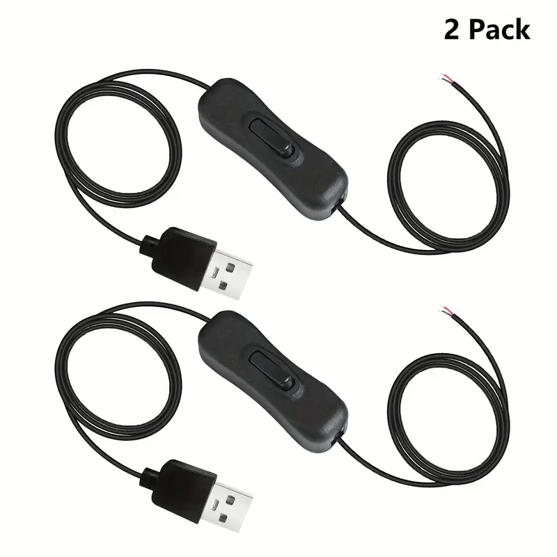 2 PZ Cavo USB con Interruttore On Off a Bilanciere per Lampada LED Ventilatore Strisce LED Nero 2 PZ Cavo USB con Interruttore On Off a Bilanciere per Lampada LED Ventilatore Strisce LED Nero