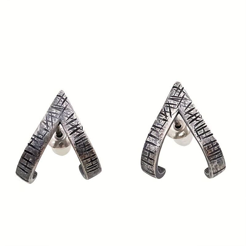 TEMU Vintage Men's Earrings Geometric Hypoallergenic Stud Earrings Party Jewelry Hip Hop Accessories