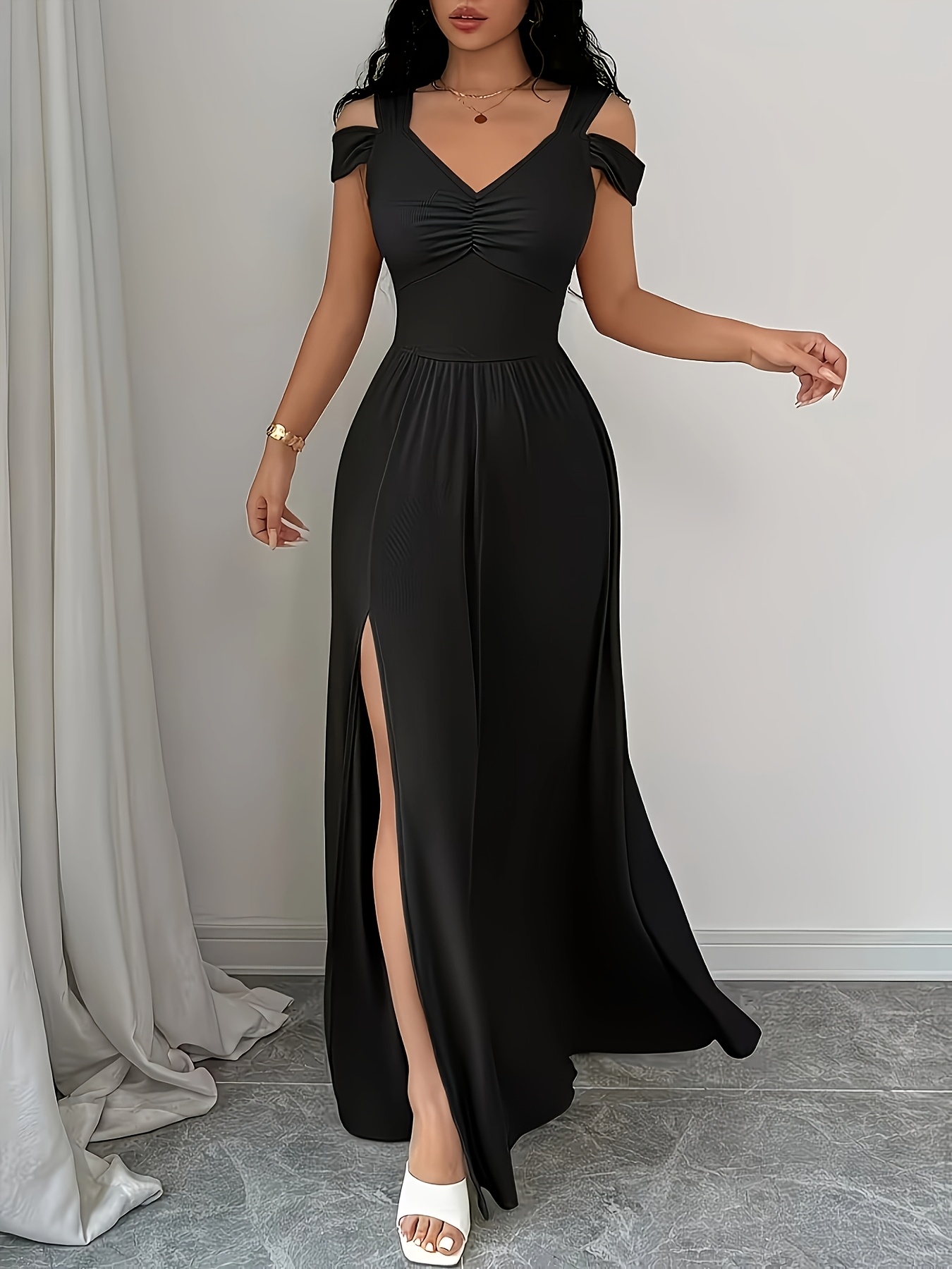knee high slit dress womens vintage french style v neck a line halloween fancy dres