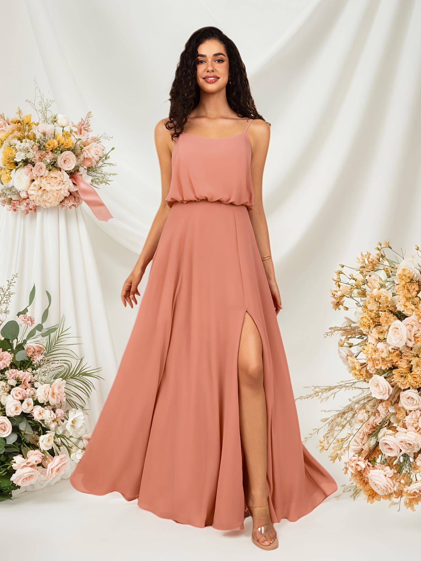slim fit dress slacks Peach Two Piece Prom Dress Long Freshman Homecoming Dress MA036