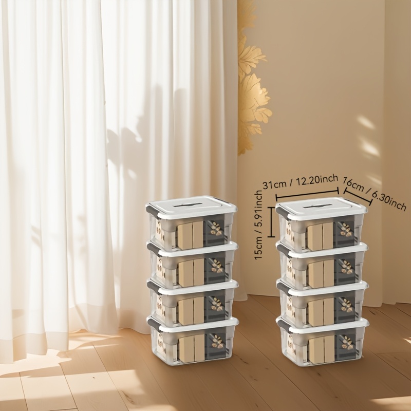8 Storage Boxes with Lids, Stackable and Durable