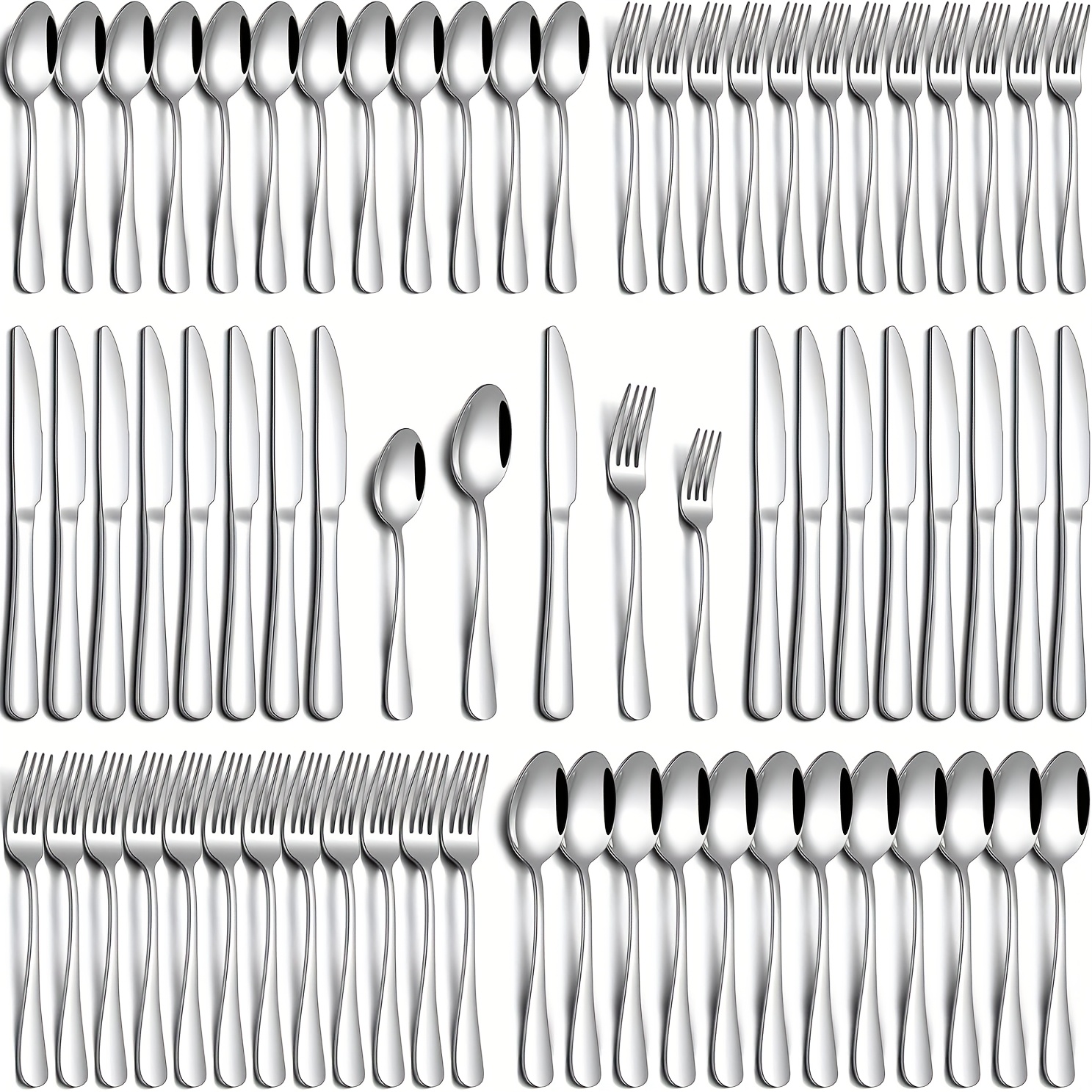 60pcs silvery black stainless steel silverware suitable for 12 people   steak knife salad fork dessert spoons cutlery set with gift box kitchen accessories home outdoor wedding camping stuff christmas party gift dishwasher safe