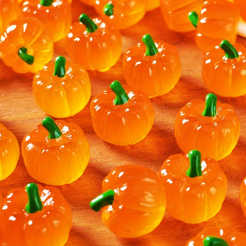 

10-piece Miniature Pumpkin Resin Charms For Diy Jewelry And Hair Accessories - Perfect For Halloween Crafts & Decorations