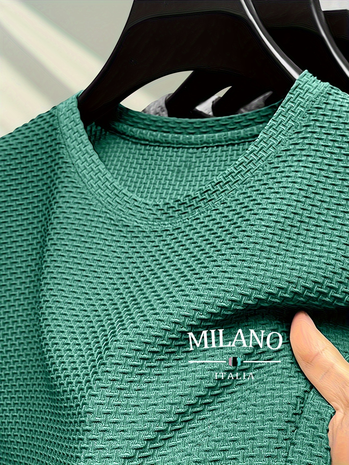 Men's Milan Print Short Sleeve Crew Neck T-Shirt, Breathable Nylon Blend, Comfortable Casual Top for Summer Outdoor Activities & Tennis Training