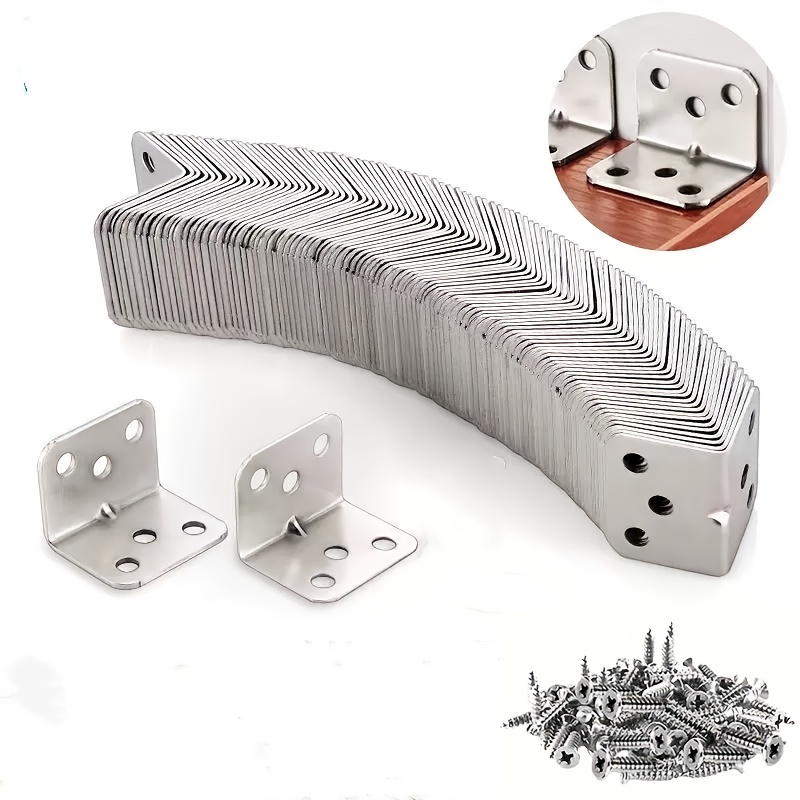 

140pcs/set Heavy Metal L-shaped Corner Bracket, Furniture, Wood, Shelf, Cabinet, Furniture Hardware 90-degree Right Angle Bracket, 20 Corner Codes And 120 Screws