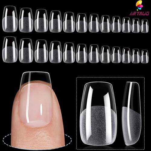 121pcs 120 transparent nails 1 packaging bag premium to long shaped acrylic soft nail semi matte full coverage transparent pre suitable for nail extension salon use