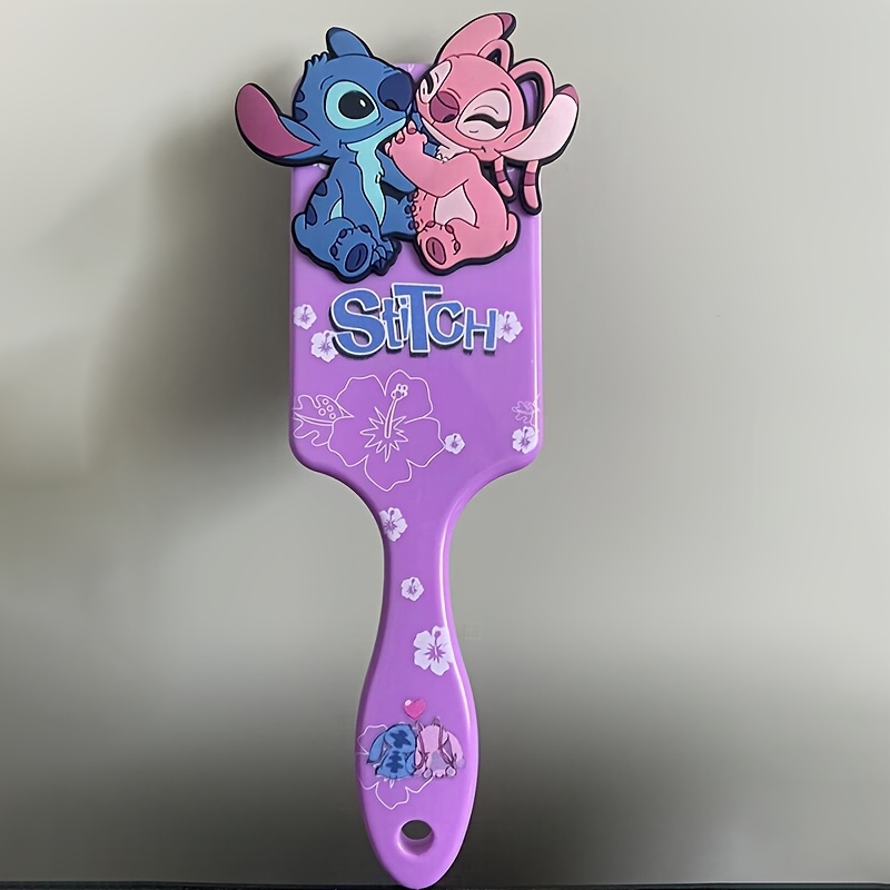 TEMU Stitch & Hairbrush Set - Large Square Plastic Comb With Abs Handle, Design For Normal Hair, Ideal For Styling And Detangling, Stylish Hair Care Accessory | Design | Durable Hairbrush