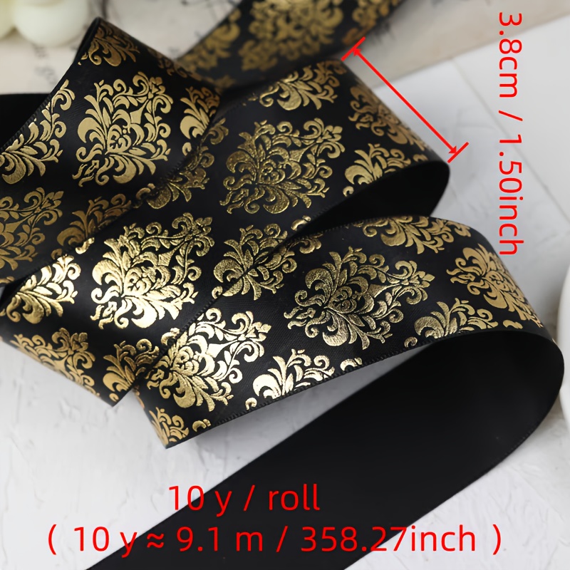 10/5 Yards, Black Gilded Totem Ribbon, Holiday Flowers, Gift Boxes, Wine Glass Decorative Ribbons And Venue Decoration Materials, Used To Make Bows And Diy Crafts