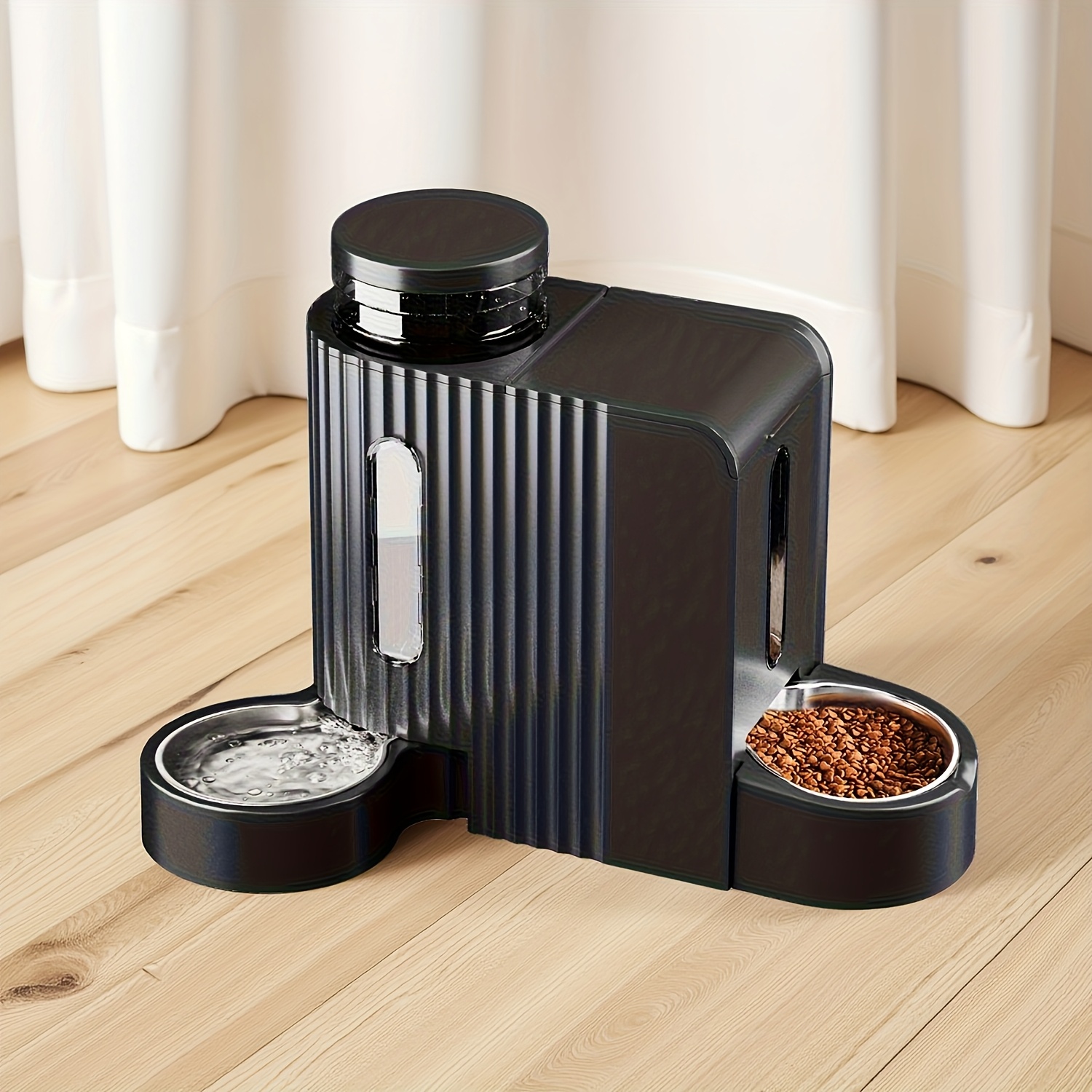   food feeder and water dispenser two in   3l large capacity automatic gravity feeding 304 stainless steel bowl removable and washable for small medium large dogs and   without battery