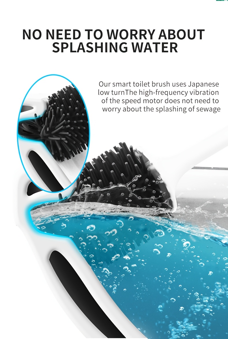 smart electric toilet brush set with long handle usb rechargeable no dead corner cleaning   start for bathroom home toilet cleaning bathroom brush set details 2