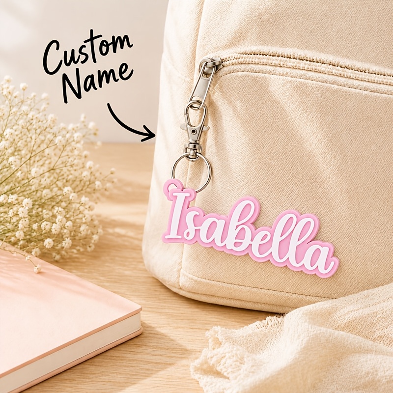 TEMU [2d Flat] [2d Flat] [custom] 1pc Personalized Text Name Acrylic Keychain Double-layer Heart Hand-written Plate Lobster Backpack Water Cup