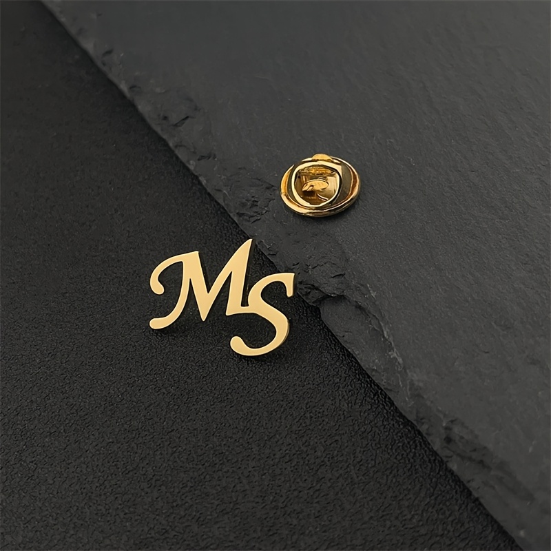 TEMU Customized 1pc Men's Fashion Simple Double Letter Stainless Steel Brooch, Gift For Men, Birthday Gift, Party Gift, Men' Matching Work Business