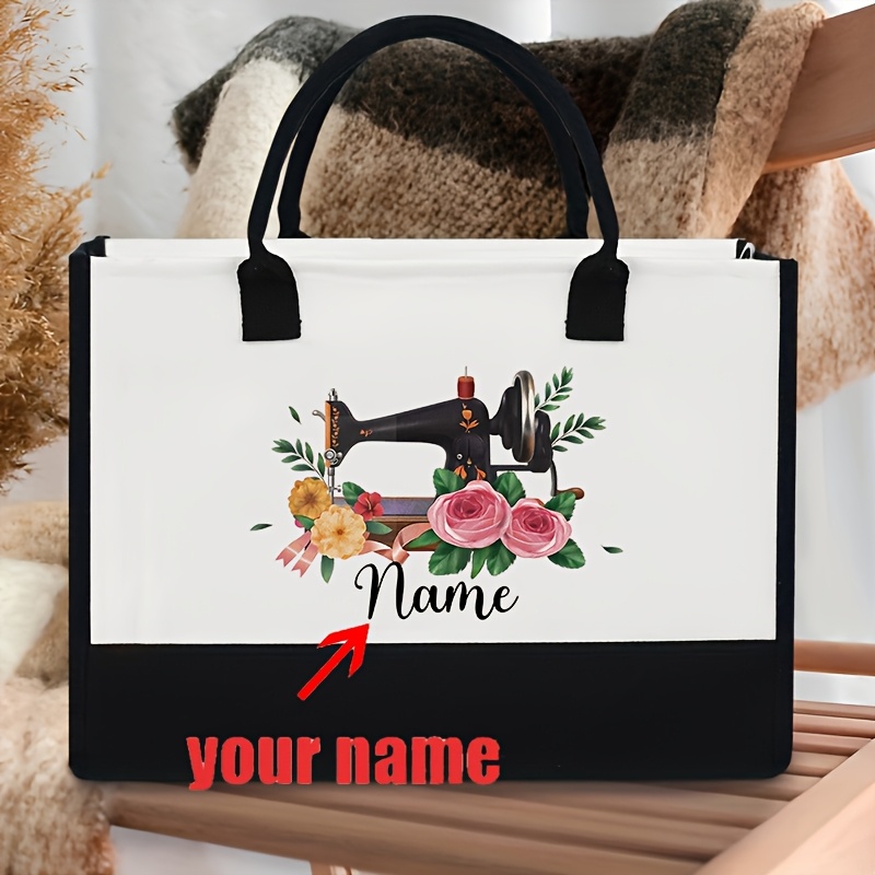 TEMU 1pc Bolso de con de Máquina de Coser para Mujeres - Personalizado, Poliéster Duradero, Lavable a , Correas Fijas para el , Regalo para Amantes
