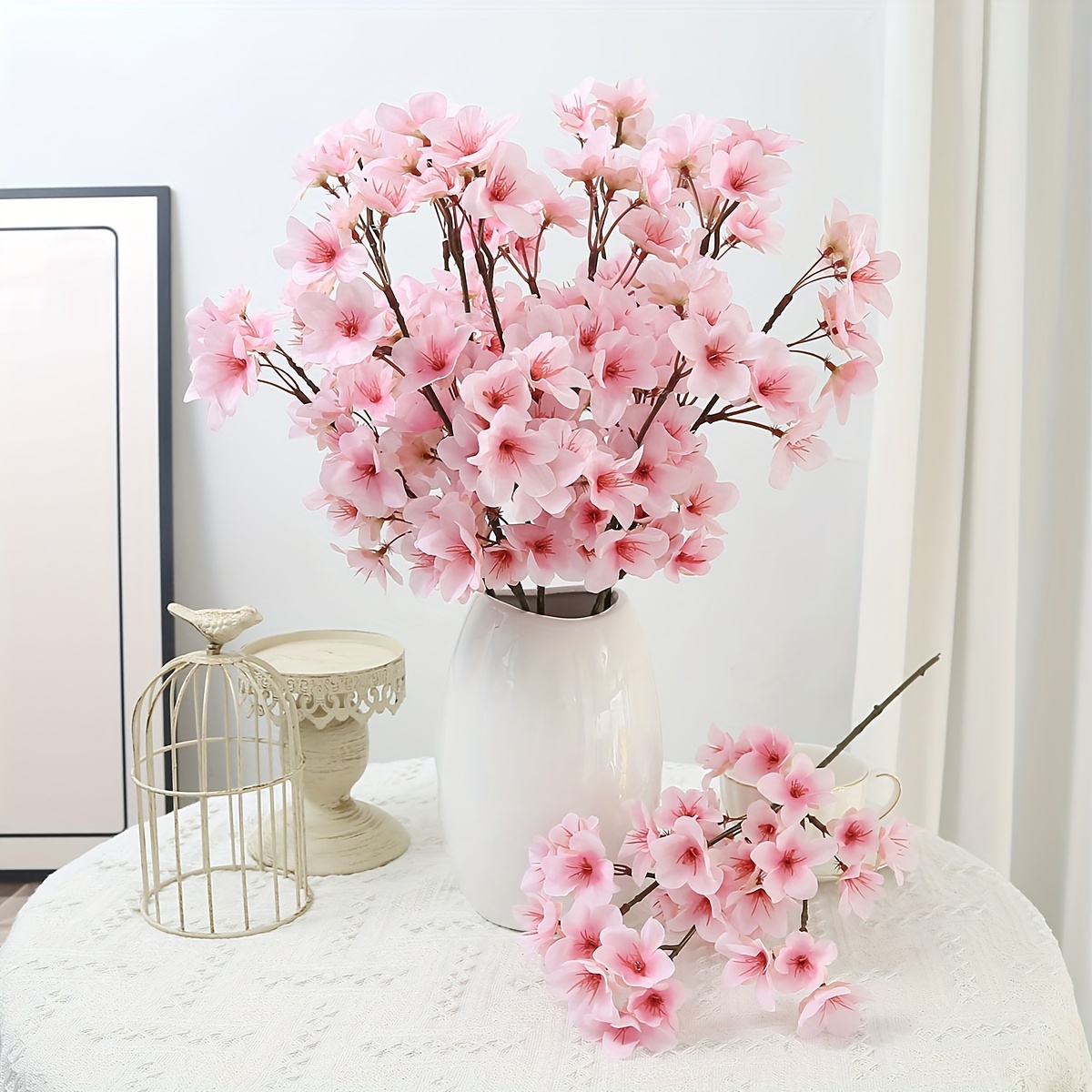 

2-piece Cherry Branches - Faux Peach & For Home Decor, Wedding Floral Wall & Tabletop Display