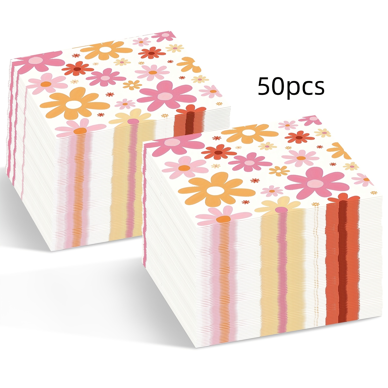 E-shop 50 Stk. Böhmische Gänseblümchen-Servietten, geeignet für Geburtstags- Hochzeitstischdeko, Hippie-Blumen-Partyservietten mit Gänseblümchen,