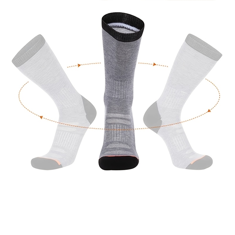 6Pairs Men'S Thick Warm Winter Socks Plain Color Sweat Absorbant Crew Socks