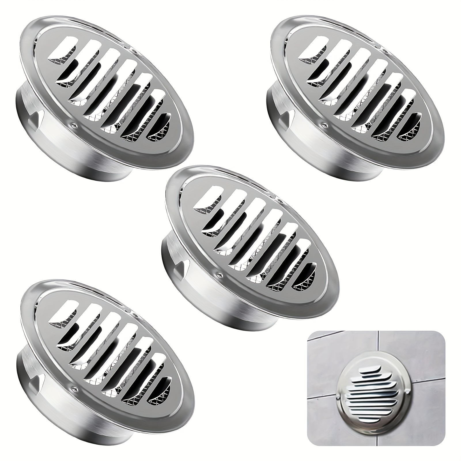 

4-pack Stainless Steel Air Vent Grille With Fly Screen Mesh And Quick-release Buckle, 100mm Round Duct Vent Cover For Kitchen Bathroom Garage