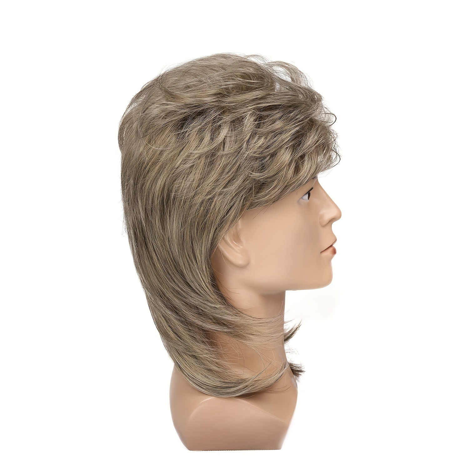 Dsimeig Lange Mullet Perücke Asche Blonde | 70er/80er Jahre Style | Für Cosplay & Kostümparty