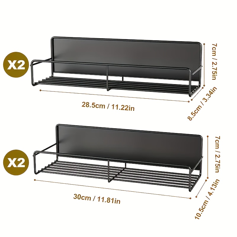 TEMU 4pcs Magnetic Spice Adjustable Storage Shelf, No-punch Kitchen Refrigerator Magnetic Shelf, Strong Magnetic Spice Storage Shelf, Washing Machine