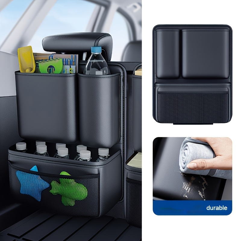 

1pc Premium Leather Car With Multi-, Tissue Holder & Bottle Slots - Automobile Accessories For Organization And Travel