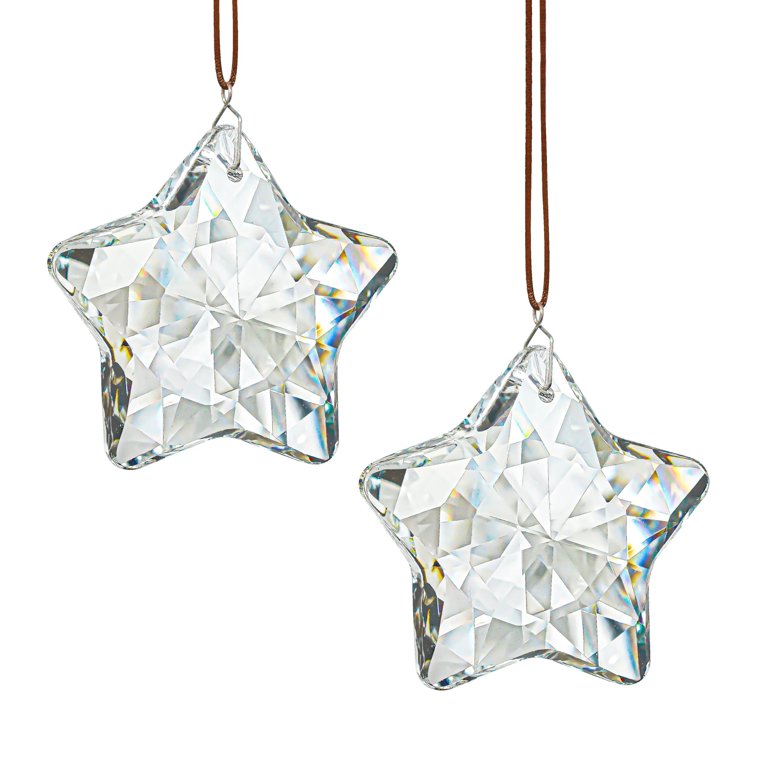 Image of 2pcs 2" Catcher Prisms For Windows Star Chandelier Crystals Clear Hanging Crystals For Patio,chandelier,garden Decoration