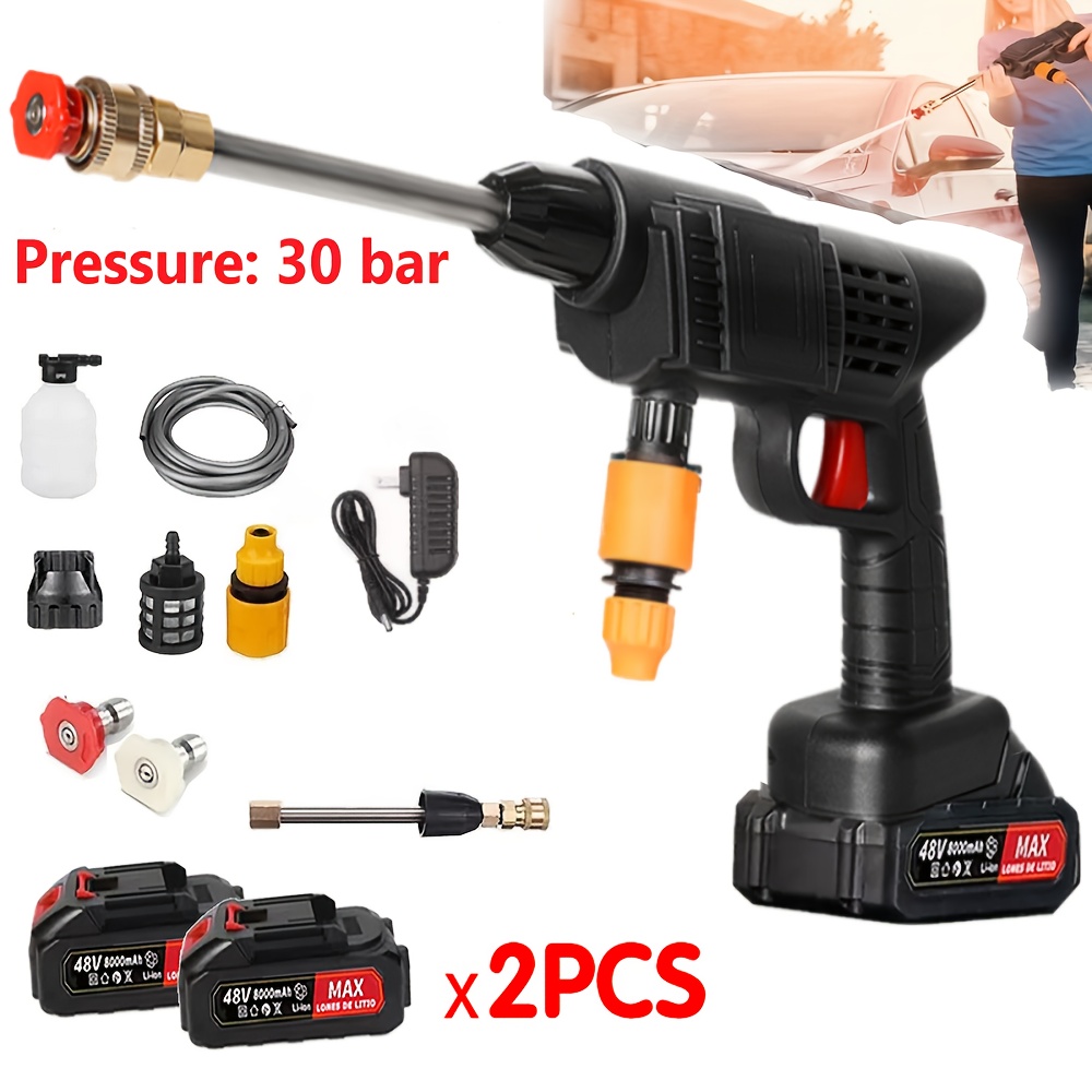 TEMU Wireless Car Wash With Dual Batteries -13pcs Set Cleaning Machine, Used For Cleaning Cars/fences/wall Panels,