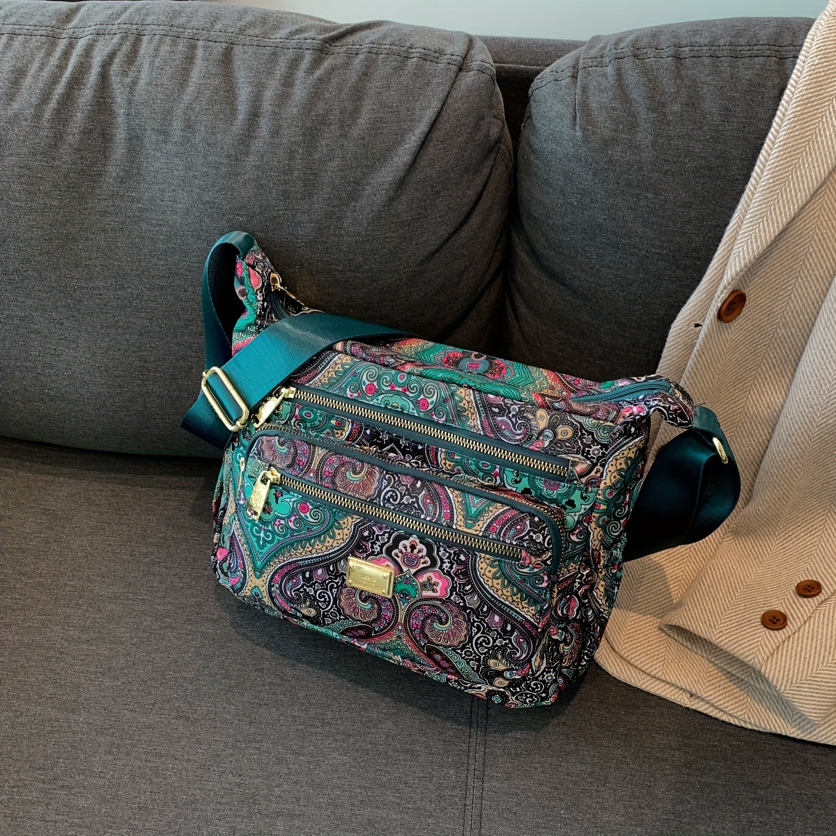 TEMU Bolso Bandolera de Nylon 2024 - Espacioso y , Bolso de a con Cierre de Cremallera para Mujer