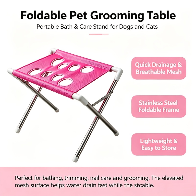 TEMU [custom Logo] 3pcs 1pc Hammock Stand And 2pcs Pet Grooming Hammock Stands, Foldable Bathtub, Quick- Cover Nail Clipping Stand, Foldable Pet