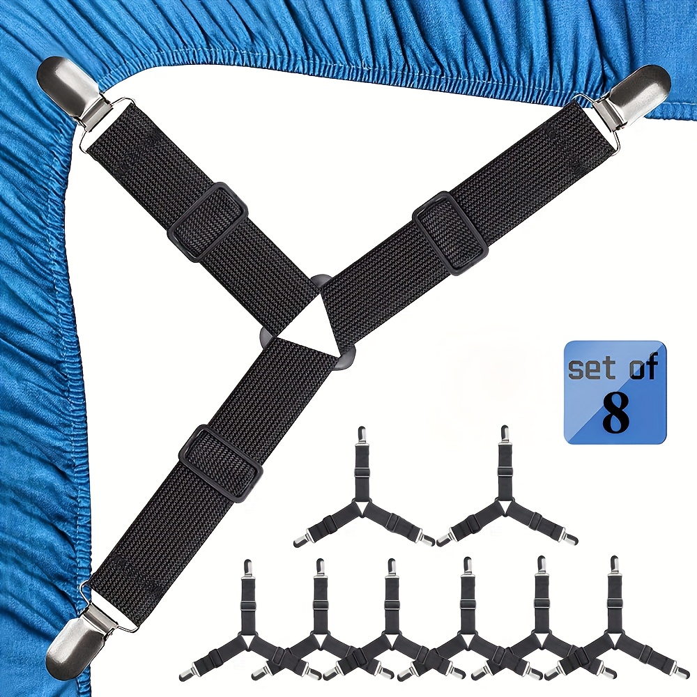 1pc/4pcs/8pcs Per Pack, Bed Sheet Straps, , Bed Sheet Clips, Fitted Sheet Clips, Sheet Straps, To Messy Sheets (white, Black)