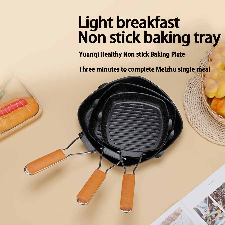 

Iron Pan Wooden - Safe Griddle For And Breakfast, Gas , Cooking