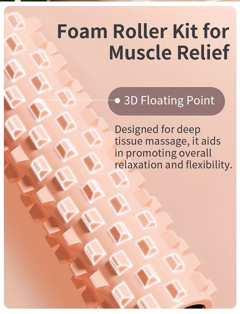 A Set of 2 Large High-Density Foam Rollers That Effectively Assist in Body Shaping, Made of EVA Material, Featuring a 3D Wolf Tooth Design for Yoga, Suitable for Home Fitness Relaxation, Gym Massage, And Office Sitting Relief