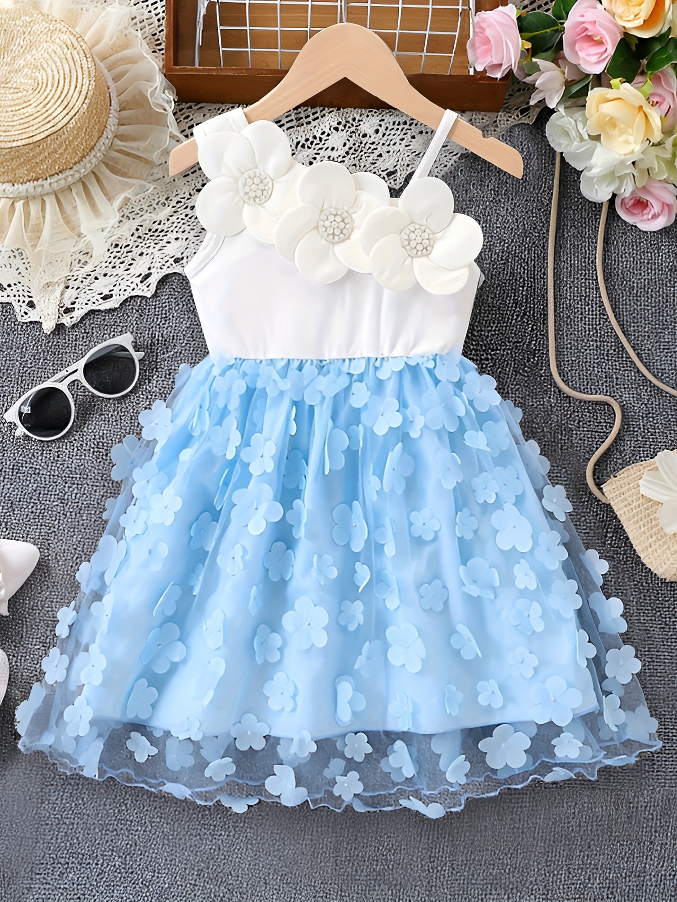 white dress with small blue flowers Women's Successfully Cute Floral Mini Dress in White/Blue main image 1