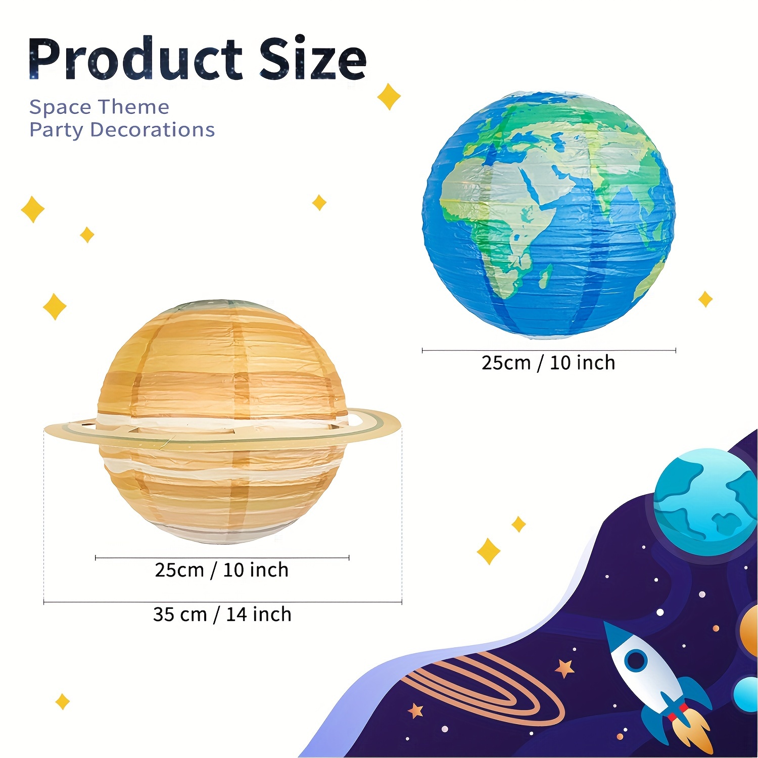Lanternes En Papier Spatiales Fusée De Dessin Animé Planètes Suspendues Décor De Fête Spatiale