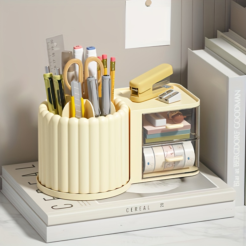 

Large Capacity Desk Organizer With Transparent Drawer - Creative Office Storage Box For Daily Supplies