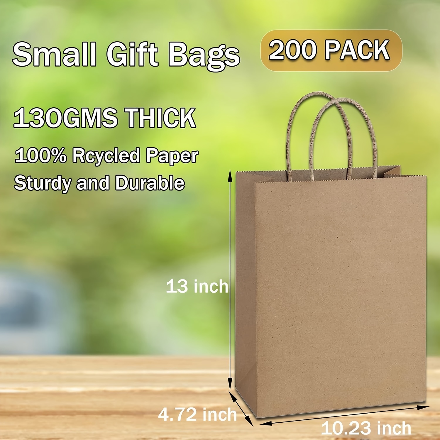 

200pcs Small Paper Gift Bags With Handles Bulk, 10.23x4.72x13 Inches Brown Paper Bags, Kraft Paper Bags, Retail Bags, Shopping Bags, Party Bags