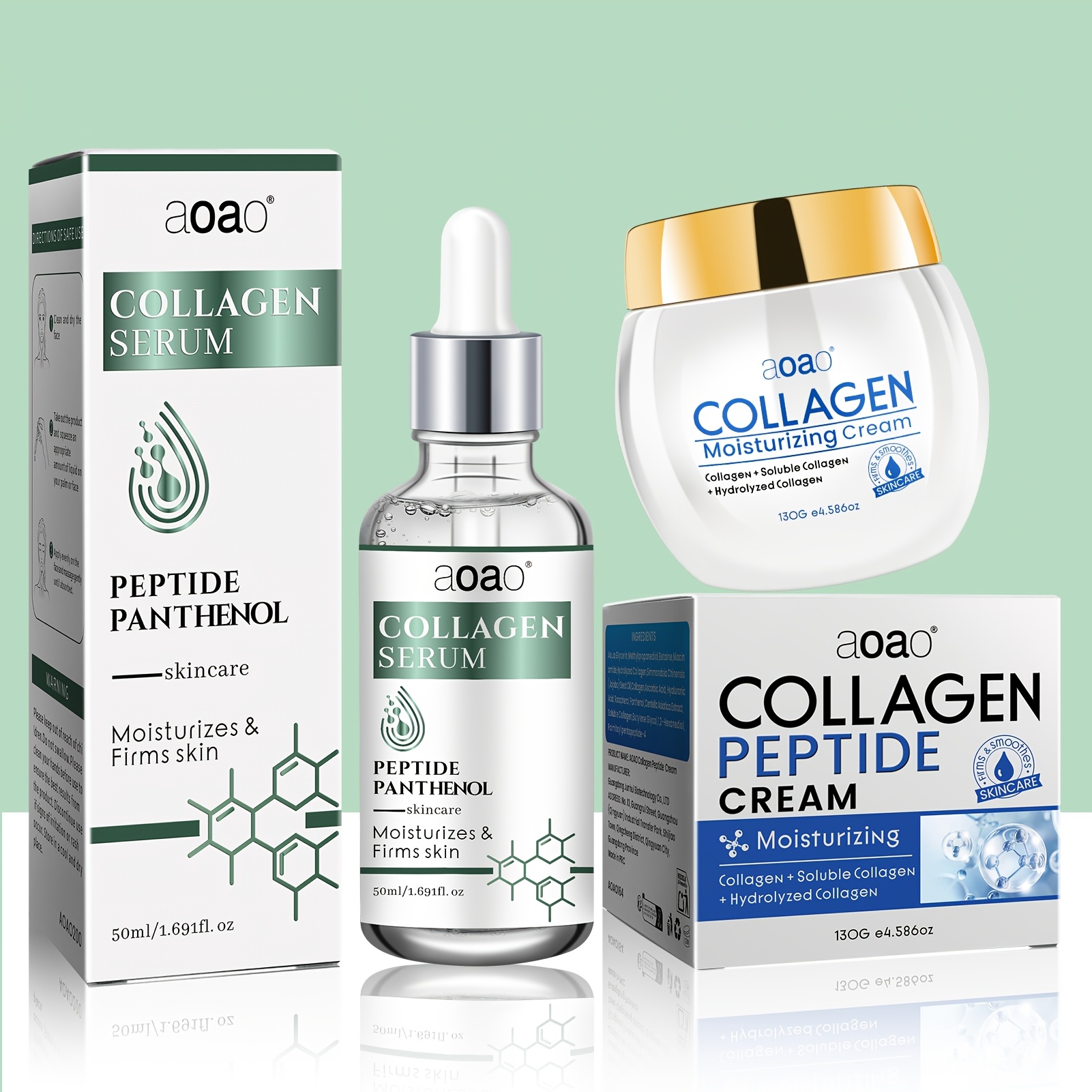 Image of 2pcs Collagen Skincare Set, Hyaluronic Acid & Vitamin E, Moisturize & Skin, Refreshing & Fast Absorbing.