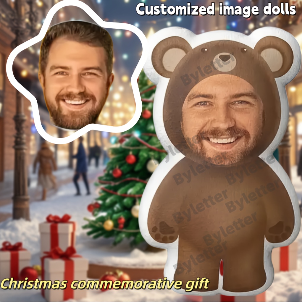 Teddy Bear Personalised Pillow Face Light Brown Teddy Bear Cuddle