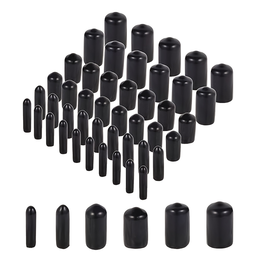TEMU Rubber End Caps - Pack Of 60, Flexible Thread Protective Caps, Rubber Caps, End Caps For Metal Tubes And Rods