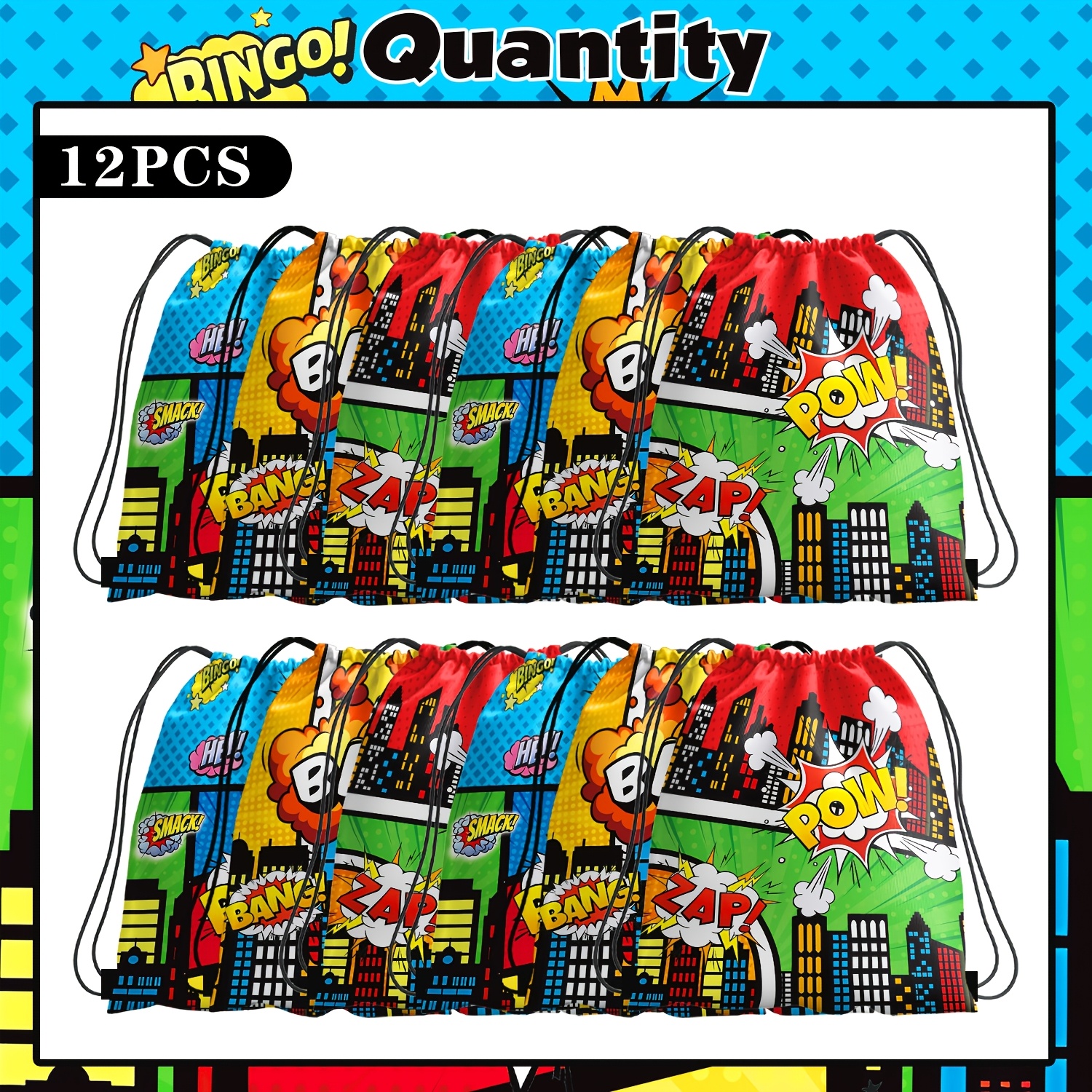 TEMU Cadeau Pour Elle/Lui 6pcs|12pcs de fête Sacs à cordon Cool Bonbons Sac de cadeaux Thème de bandes dessinées Sac à dos cadeau pour fournitures de