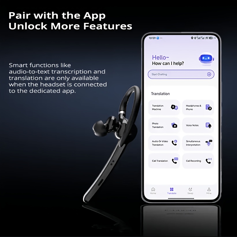 Bluetooth Earphones | Real Time Call Translation, Call Recording with Translation Summary,