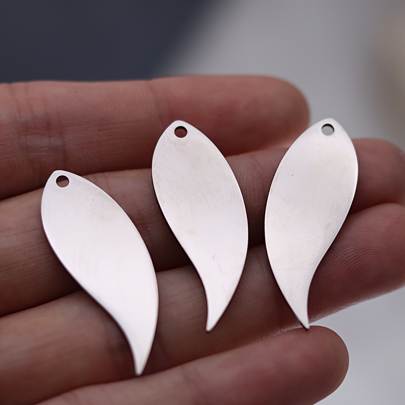 TEMU 3 piezas de borlas DIY, dijes de hojas de árbol, colgante de pluma de acero inoxidable, para pulseras y aretes, accesorios para hacer joyas para