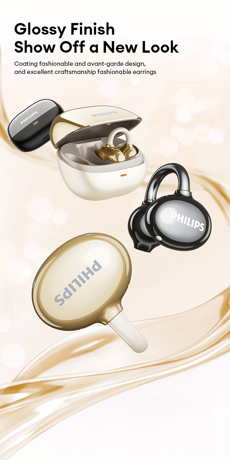 Philips TAT3469 360° Hi - Fi Sound & Adaptive Fit for Audiophiles in Daily Commute and Workout 2025 Trending Ear - clip Wireless Headphones