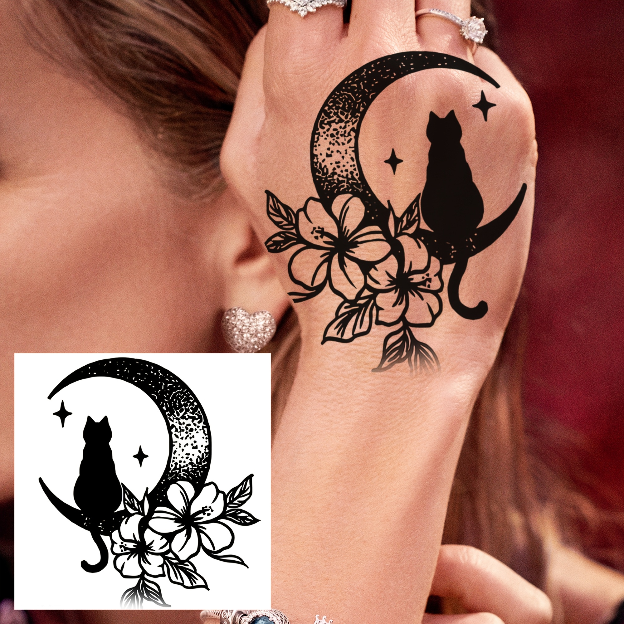 a temporary tattoo sticker featuring a black   and   suitable for   men and women     to     such as hands neck collarbone waist shoulders ankles and forearms