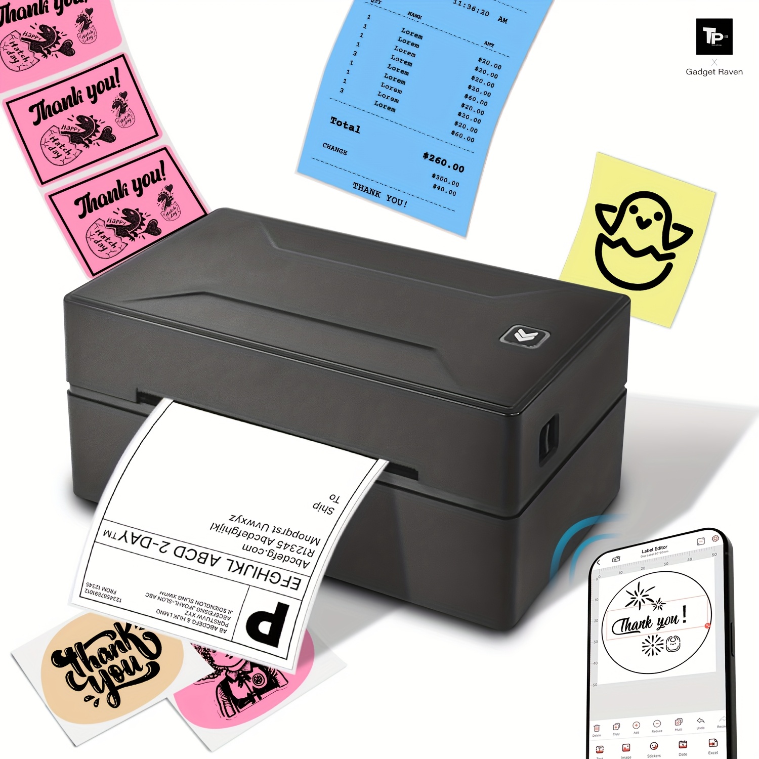   wireless shipping label printer   100 test papers   ideal for home small to medium businesses shipping labels portable label maker